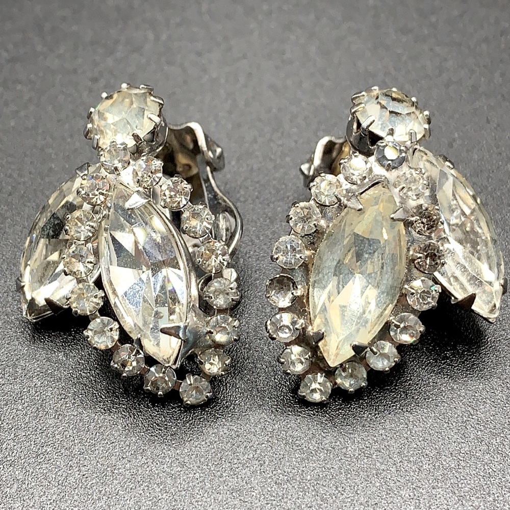 WEISS Ear of Corn Rhinestone Earrings